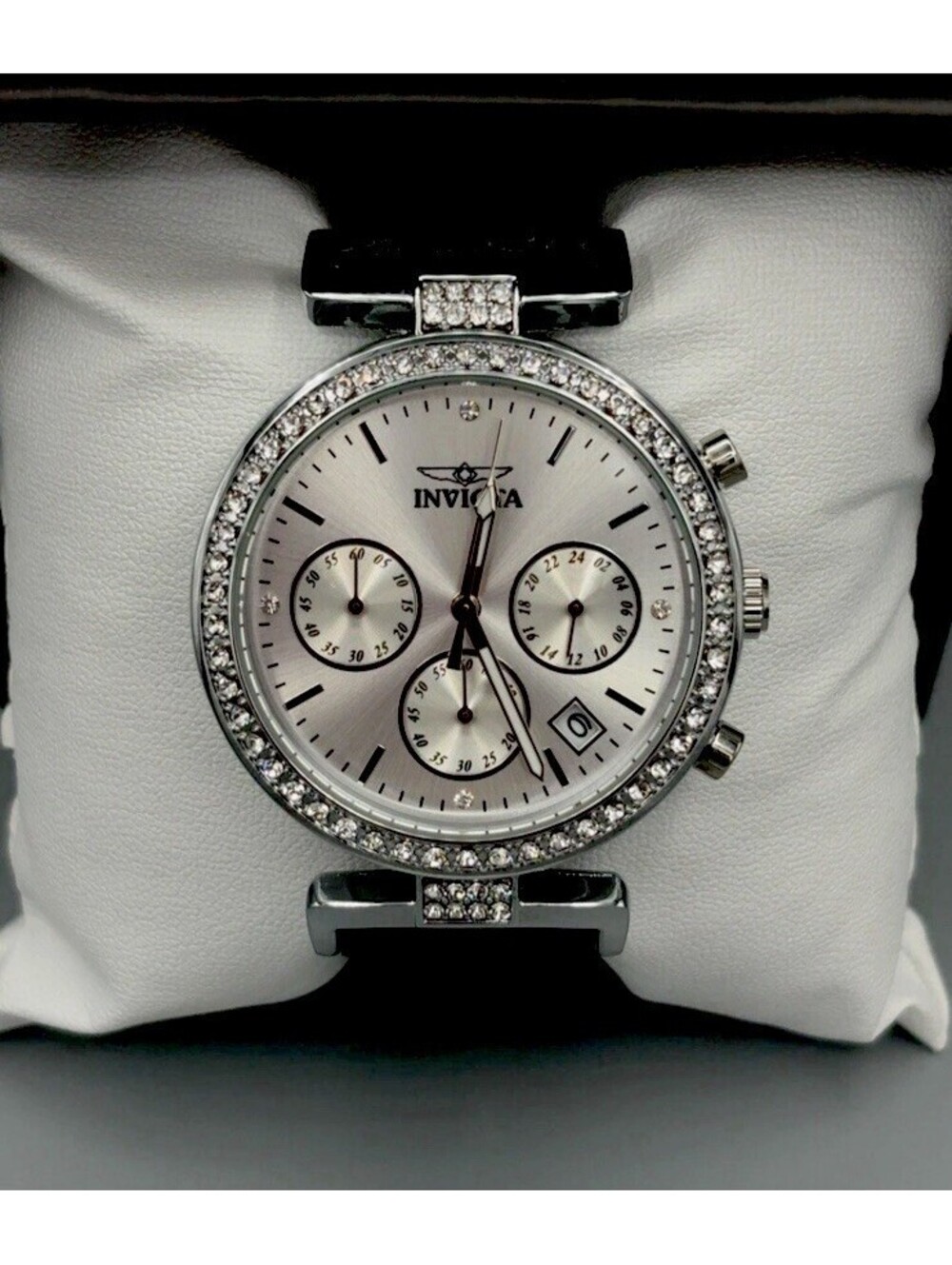 Invicta Celestial 70367 Women’s 38mm Crystal Bezel Quartz Watch Black Strap